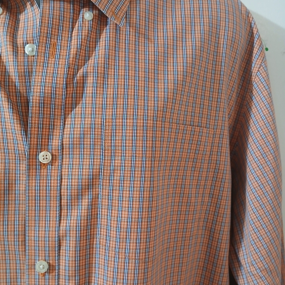 Eddie Bauer Orange and Blue Striped Men's Shirt - Picture 3 of 4
